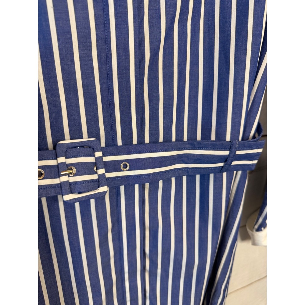 J. Crew Blue and White Striped Long Sleeve Shirt Dress - Picture 3 of 6
